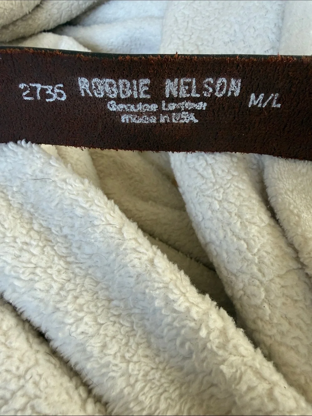 Vintage Robbie Nelson Brown Leather Belt with Brass Hook Buckle Size M/L